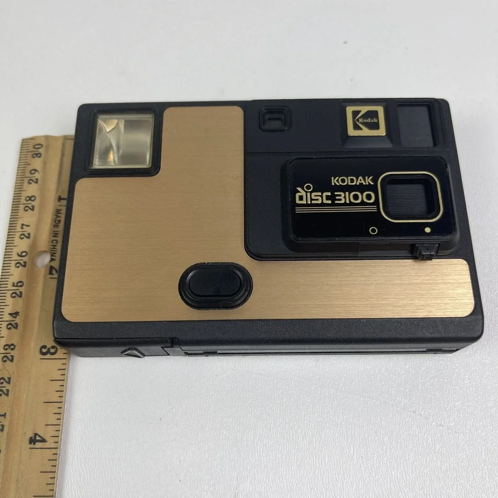 1980s Kodak Disc 3100 Gold and Black Disc Camera Made In USA Vintage Untested